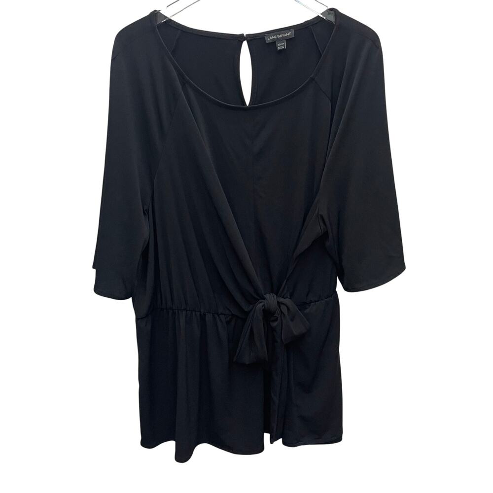 Lane Bryant Black Knit Top Upper Front Panel With Ties Size 22/24